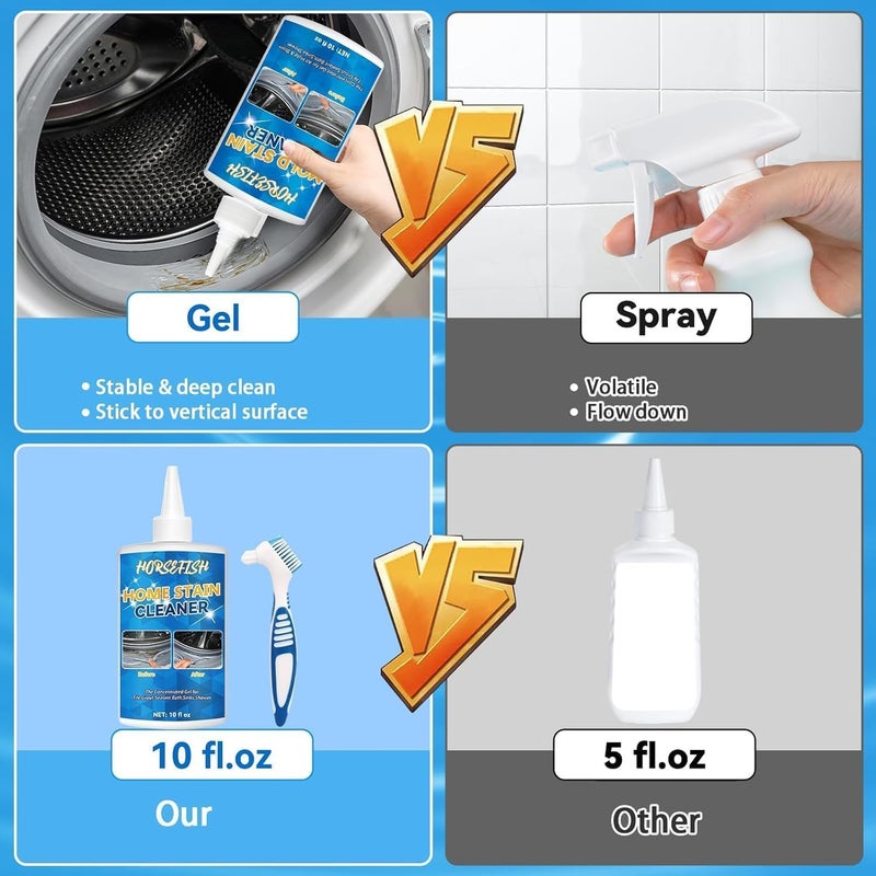 HORSEFISH TOOL Washing Machine Cleaner, 10 Fl Oz Household Home Remover Gel for Washing Machine, Refrigerator Strips, Cleaner For Tiles Grout Sealant Bathroom Cleaning Home Kitchen Sinks Cleaning Grout Cleaner - Image 3
